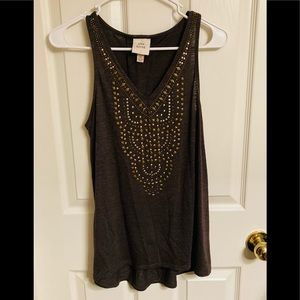 Knox Rose Green Sleeveless Studded V-Neck Top.EUC.